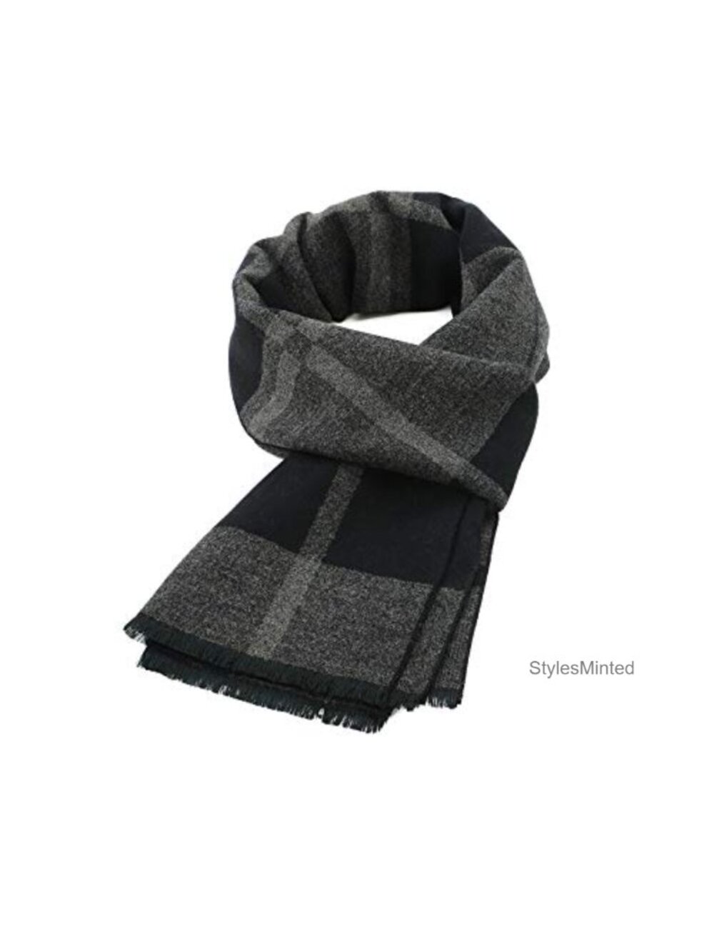Men's Soft Warm Long Plaid Tassel Winter Scarf Acrylic Blend